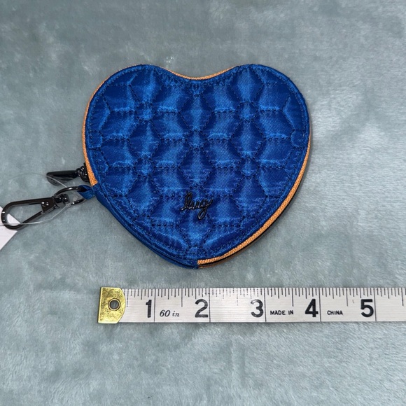 Lug Heart-Shaped Coin Pouch in Blue and Orange - Picture 4 of 14